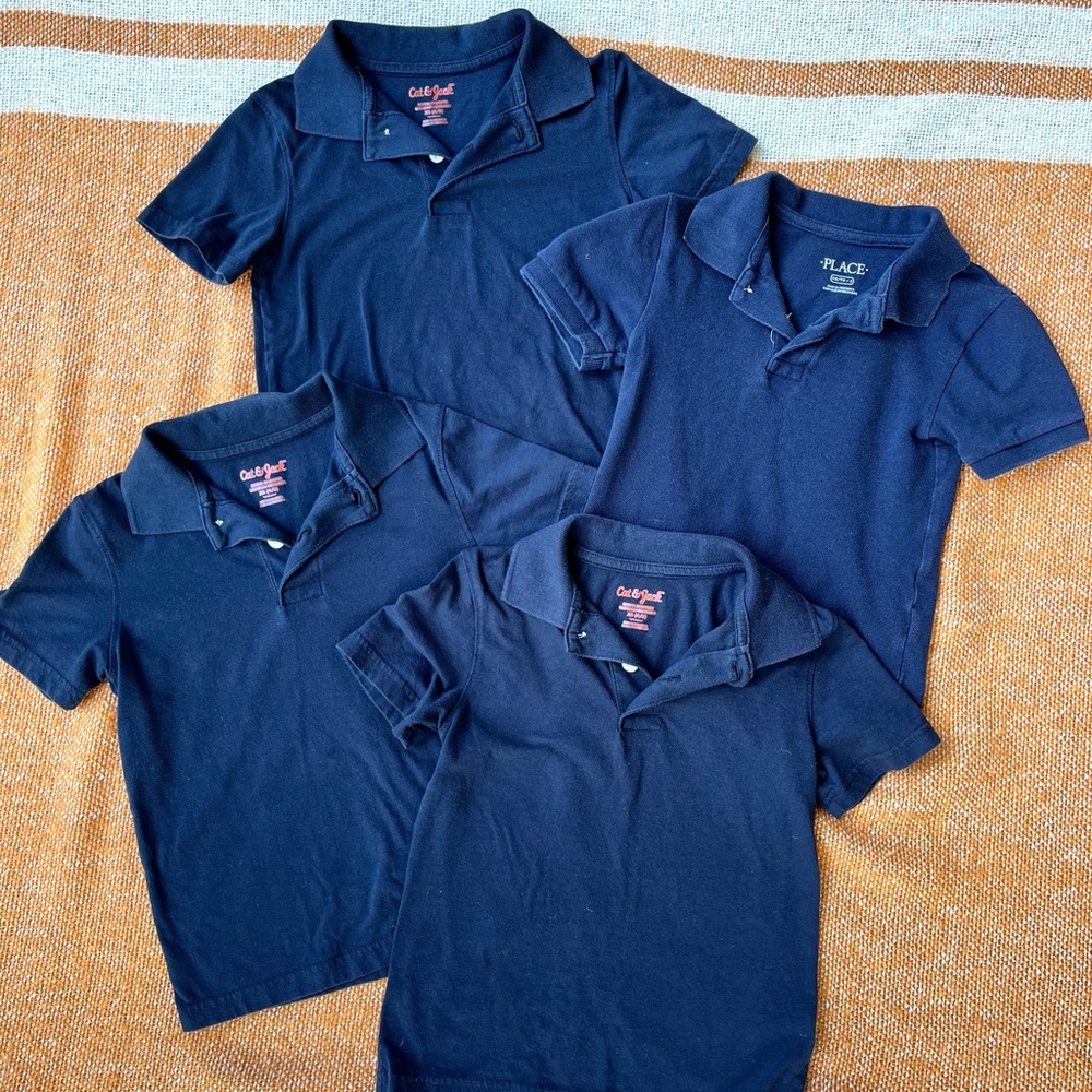 School Uniform - short sleeve polos set of 4 NAVY BLUE